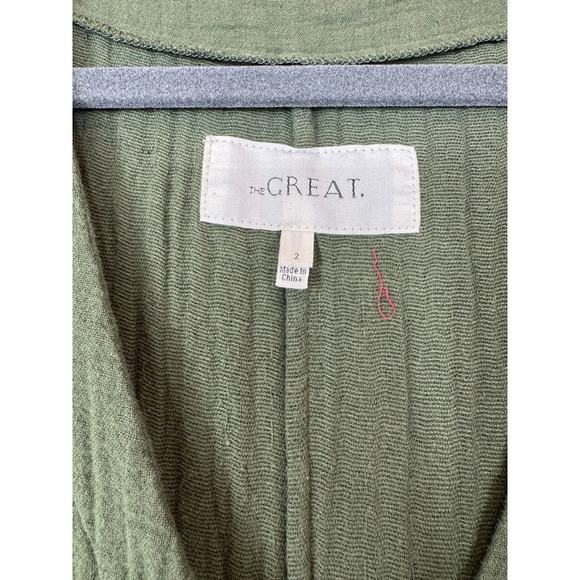 The Great. The Union Cotton-gauze Jumpsuit In Green M - Picture 3 of 6